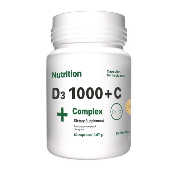 Вітаміни та мінерали EntherMeal D3 1000+С Complex+, 60 капсул