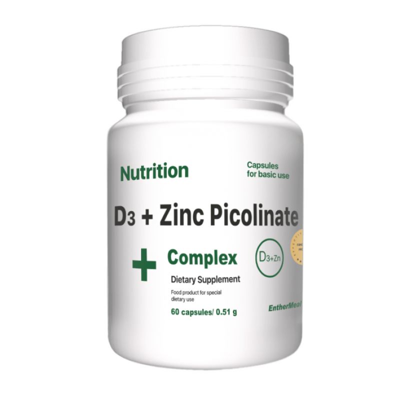 Вітаміни та мінерали EntherMeal D3 + Zinc Picolinate Complex, 60 капсул