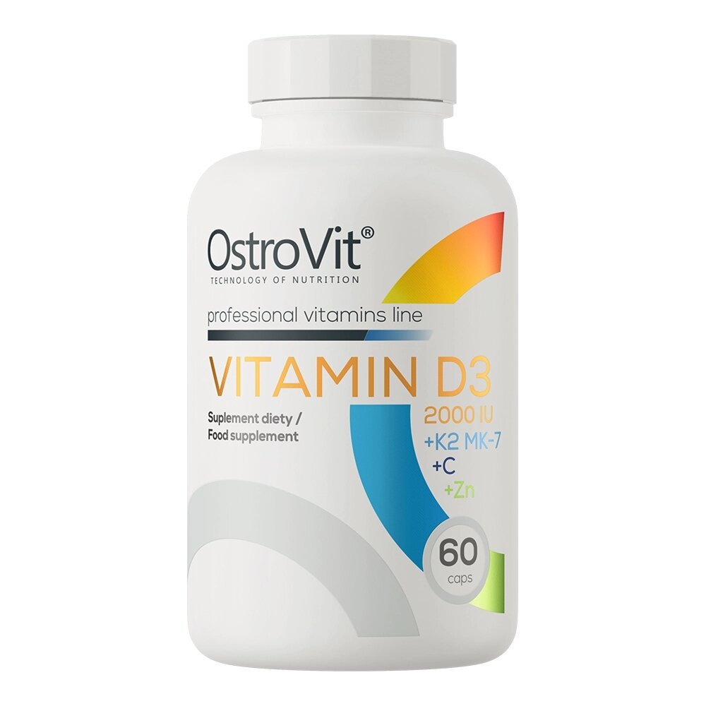 Витамины и минералы OstroVit Vitamin D3 2000 IU + K2 MK-7 + C + Zinc, 60 капсул
