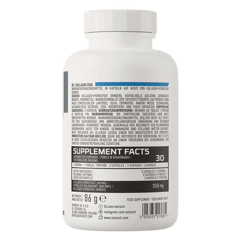 Препарат для суглобів і зв'язок OstroVit Collagen 2550, 90 капсул. Фото 2