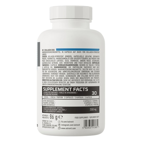 Препарат для суглобів і зв'язок OstroVit Collagen 2550, 90 капсул. Фото 2
