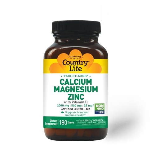 Витамины и минералы Country Life Target-Mins Calcium Magnesium Zinc, 180 таблеток