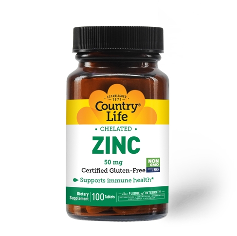 Витамины и минералы Country Life Zinc Chelated 50 mg, 100 таблеток