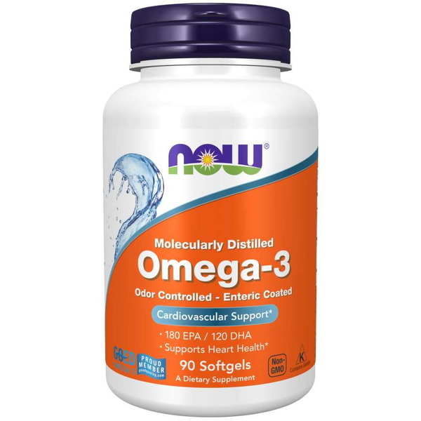 Жирні кислоти NOW Molecularly Distilled Omega-3, 90 капсул