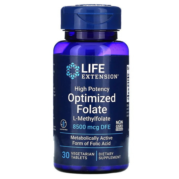 Вітаміни та мінерали Life Extension Optimized Folate 8500 mcg High Potency, 30 таблеток