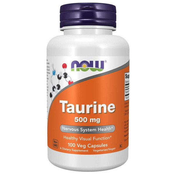 Аминокислота NOW Taurine 500 mg, 100 вегакапсул