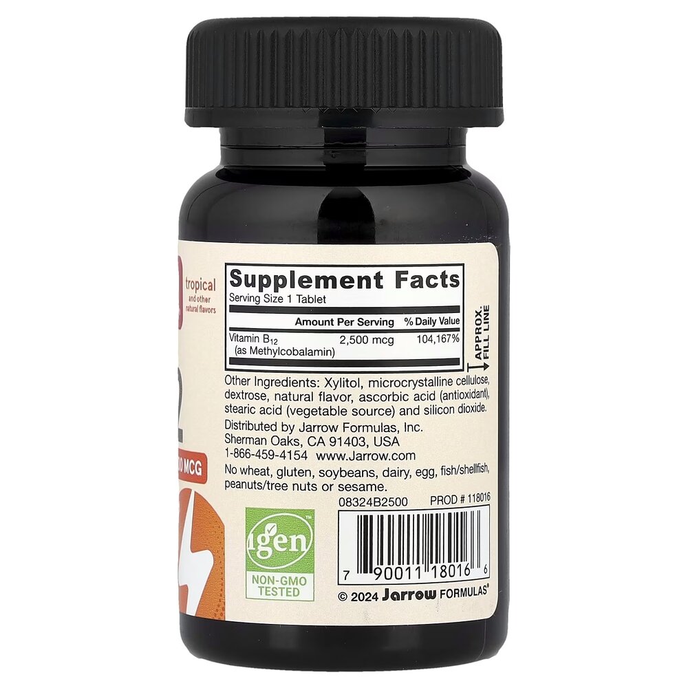 Витамины и минералы Jarrow Formulas Vegan Methyl B-12 2500 mcg, 100 жевательных таблеток. Фото 2