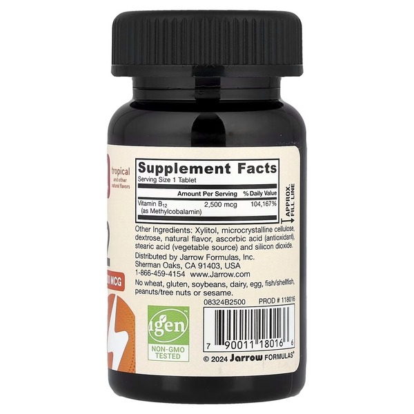 Витамины и минералы Jarrow Formulas Vegan Methyl B-12 2500 mcg, 100 жевательных таблеток. Фото 2