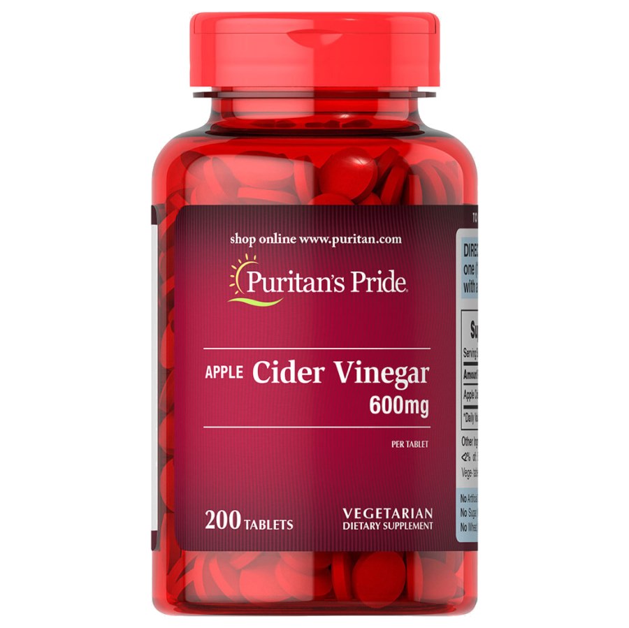 Натуральна добавка Puritan's Pride Apple Cider Vinegar 600 mg, 200 таблеток