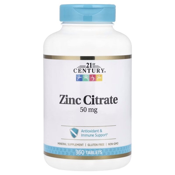 Вітаміни та мінерали 21st Century Zinc Citrate 50 mg, 360 таблеток