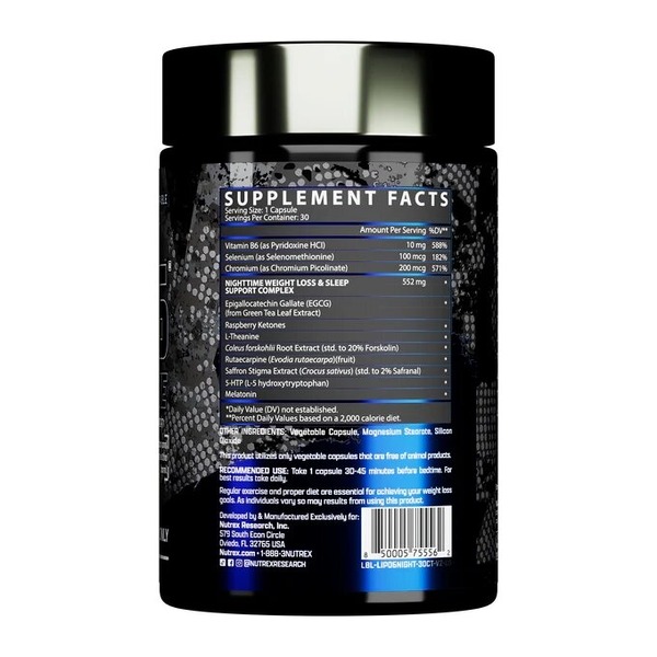 Жироспалювач Nutrex Research Lipo-6 Black NightTime Ultra Concentrate, 30 капсул. Фото 3