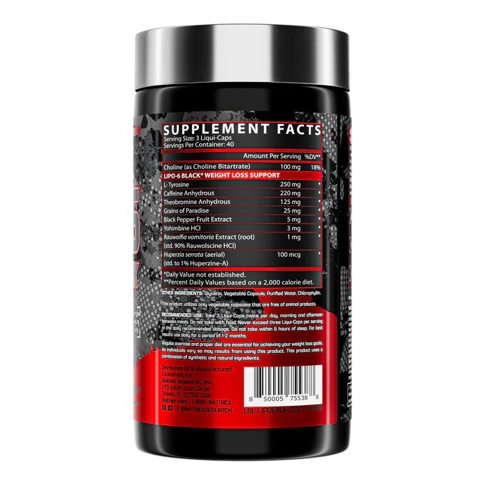 Жироспалювач Nutrex Research Lipo-6 Black Extreme Potency, 120 капсул. Фото 3