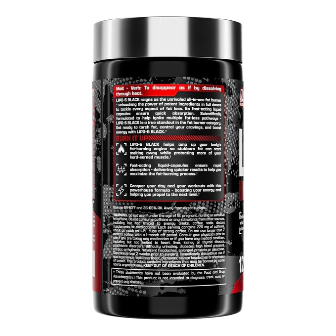Жироспалювач Nutrex Research Lipo-6 Black Extreme Potency, 120 капсул. Фото 2
