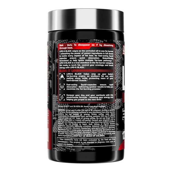 Жироспалювач Nutrex Research Lipo-6 Black Extreme Potency, 120 капсул. Фото 2