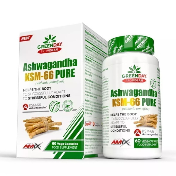 Натуральная добавка AMIX GreenDay ProVegan Ashwagandha KSM-66 Pure, 60 капсул