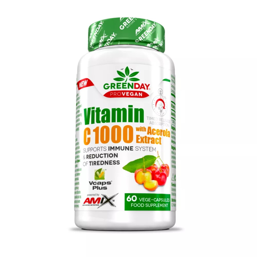 Витамины и минералы AMIX GreenDay ProVegan Vitamin C 1000 mg with Acerola, 60 капсул