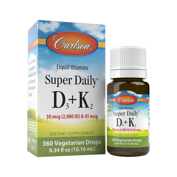 Витамины и минералы Carlson Labs Super Daily D3+K2 2000 IU/45 mcg, 10.16 мл