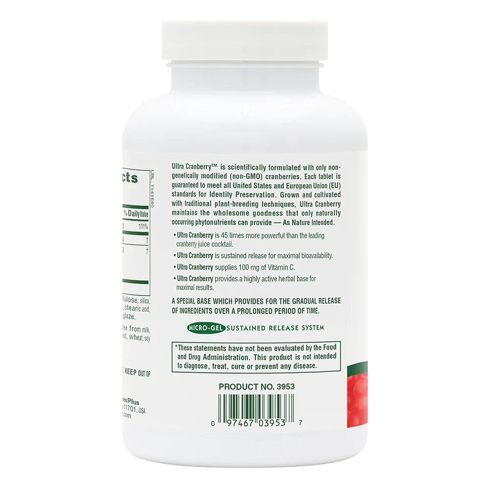 Натуральна добавка Natures Plus Ultra Cranberry 1000 mg, 180 таблеток. Фото 3