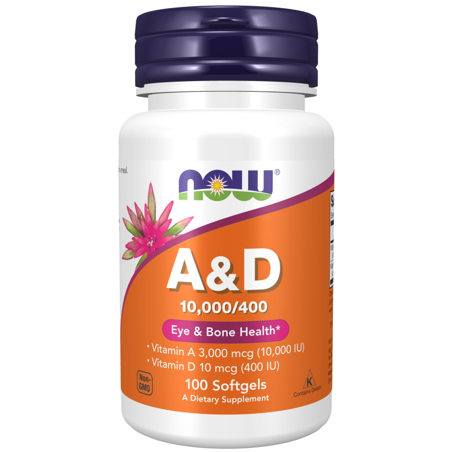 Витамины и минералы NOW Vitamin A&D, 100 капсул
