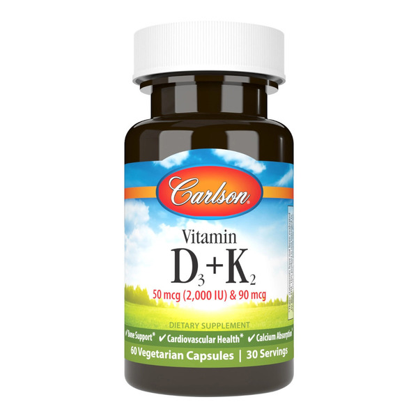 Витамины и минералы Carlson Labs Vitamin D3 + K2, 60 вегакапсул