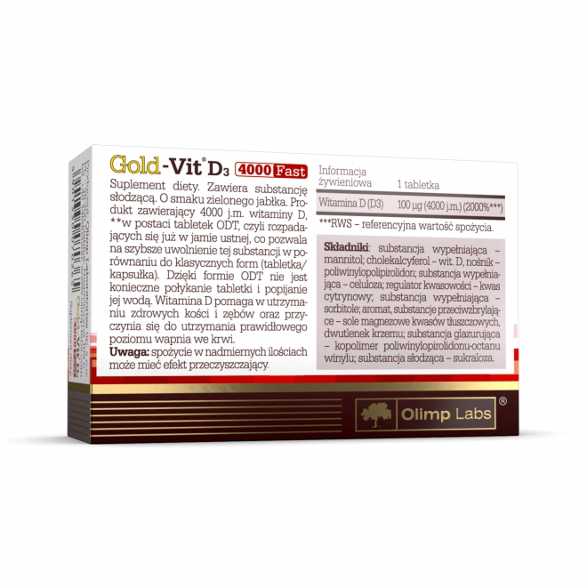 Витамины и минералы Olimp Sport Nutrition Gold-Vit D3 4000 Fast, 90 таблеток. Фото 2
