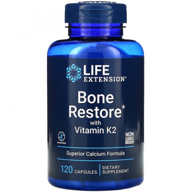 Вітаміни та мінерали Life Extension Bone Restore with Vitamin K2, 120 капсул