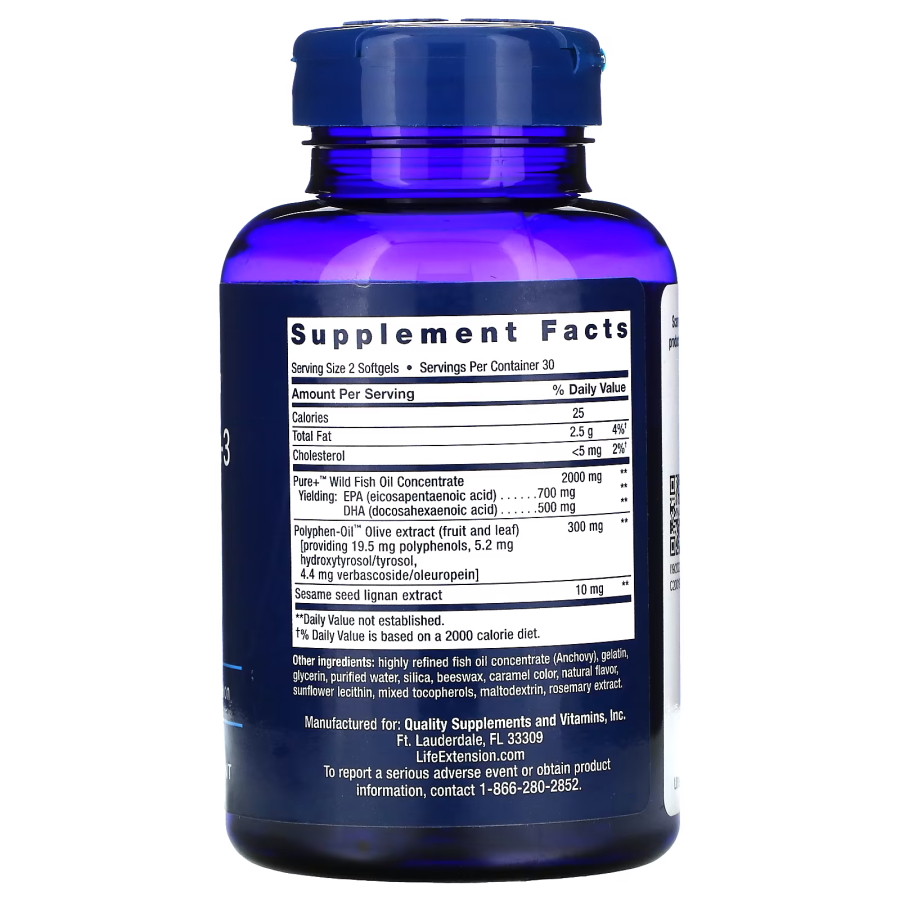 Жирні кислоти Life Extension Super Omega-3, 60 капсул. Фото 2