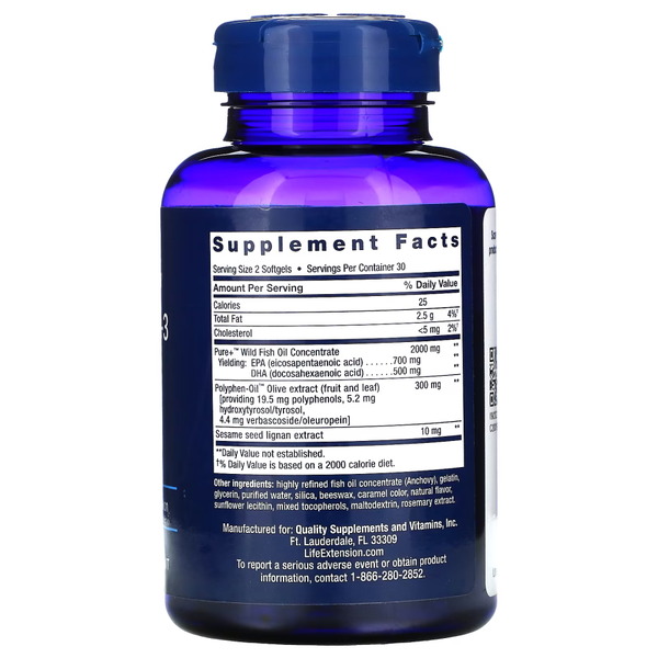 Жирні кислоти Life Extension Super Omega-3, 60 капсул. Фото 2