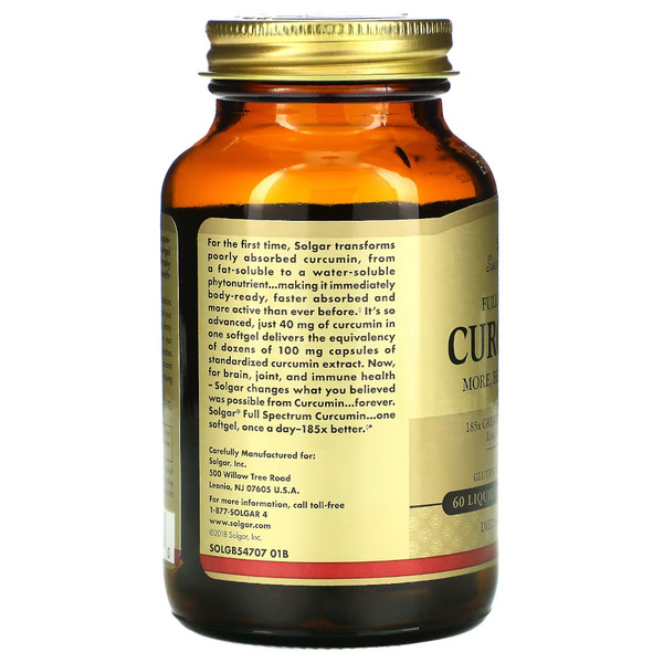 Натуральная добавка Solgar Curcumin Full Spectrum, 60 капсул. Фото 2