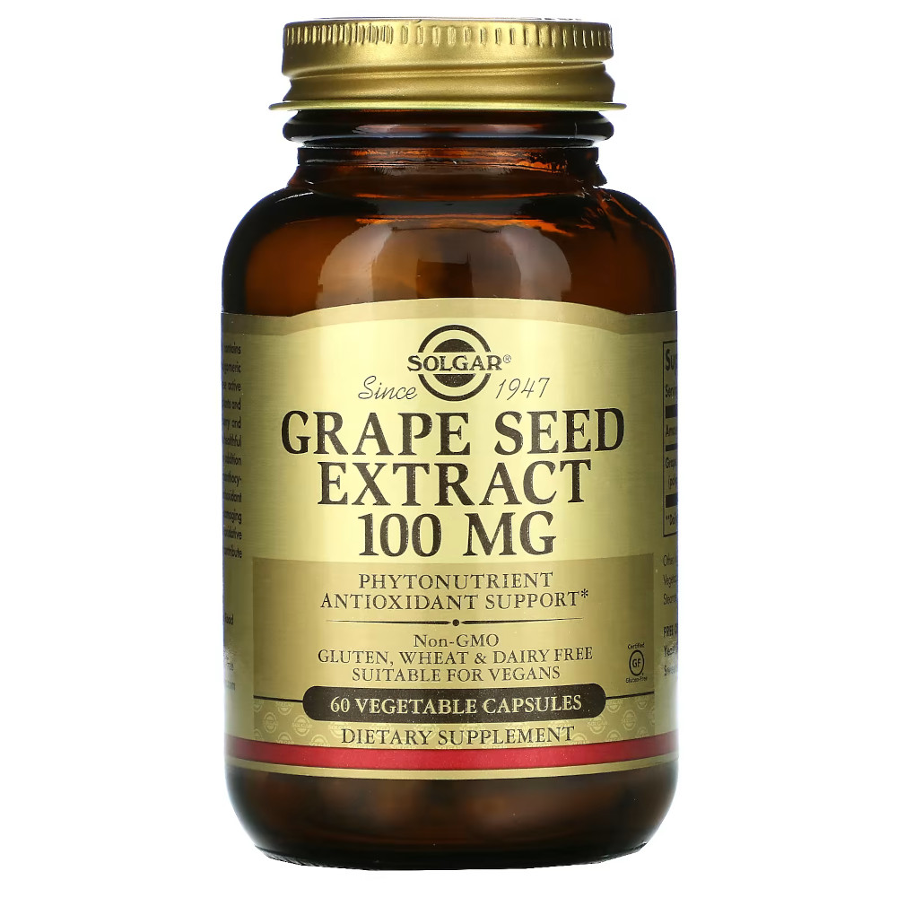 Натуральна добавка Solgar Grape Seed Extract 100 mg, 60 вегакапсул