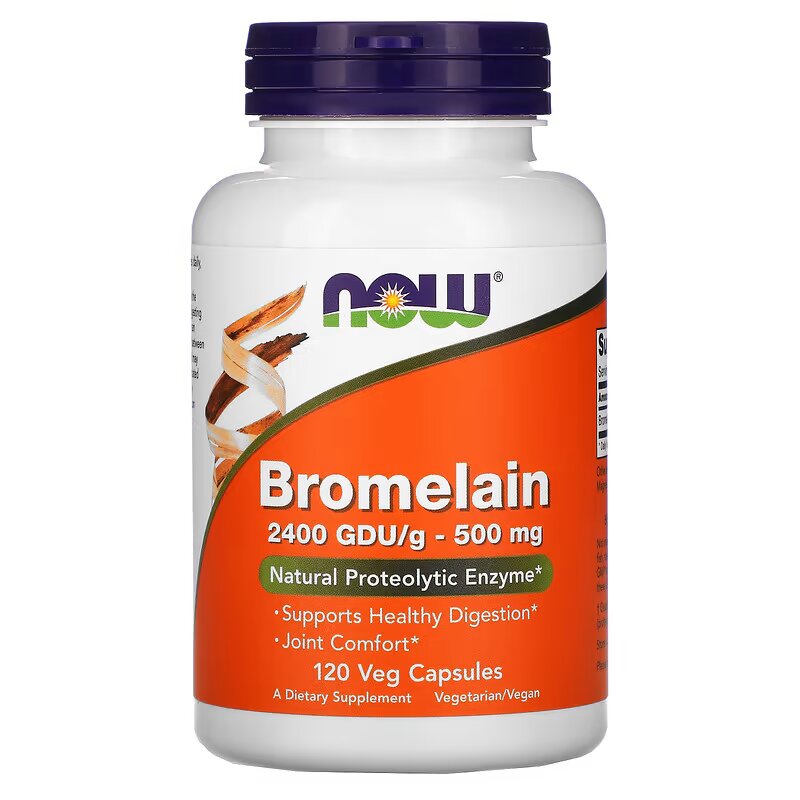 Натуральна добавка NOW Bromelain 500 mg, 120 вегакапсул