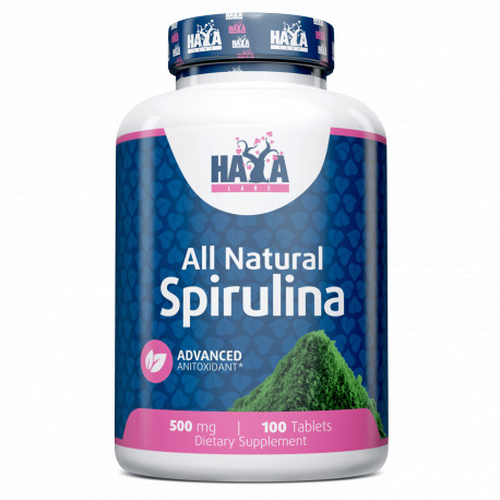 Натуральна добавка Haya Labs All Natural Spirulina 500 mg, 100 таблеток