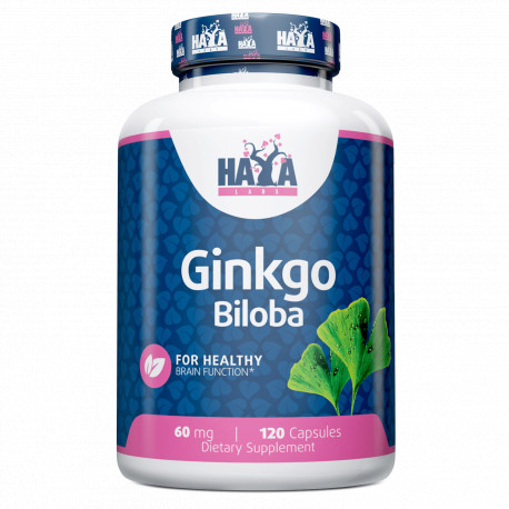 Натуральна добавка Haya Labs Ginkgo Biloba 60 mg, 120 таблеток
