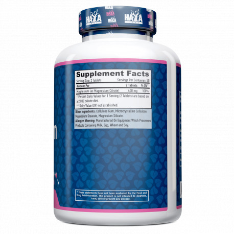 Витамины и минералы Haya Labs Magnesium Citrate 200 mg, 100 таблеток. Фото 2