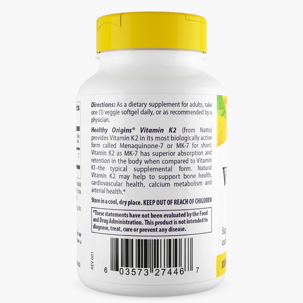 Витамины и минералы Healthy Origins Vitamin K2 100 mcg as MK-7 Natural, 180 вегакапсул. Фото 2