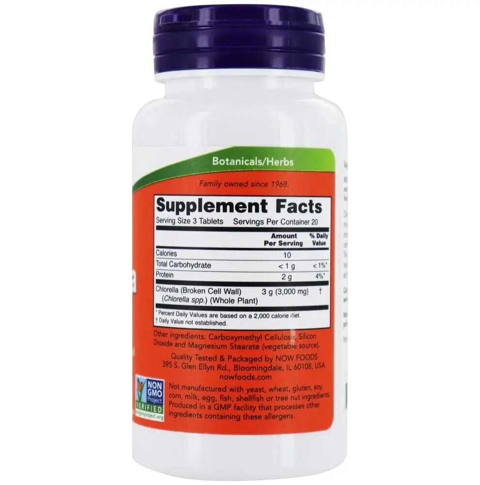 Натуральна добавка NOW Chlorella 1000 mg, 60 таблеток. Фото 2