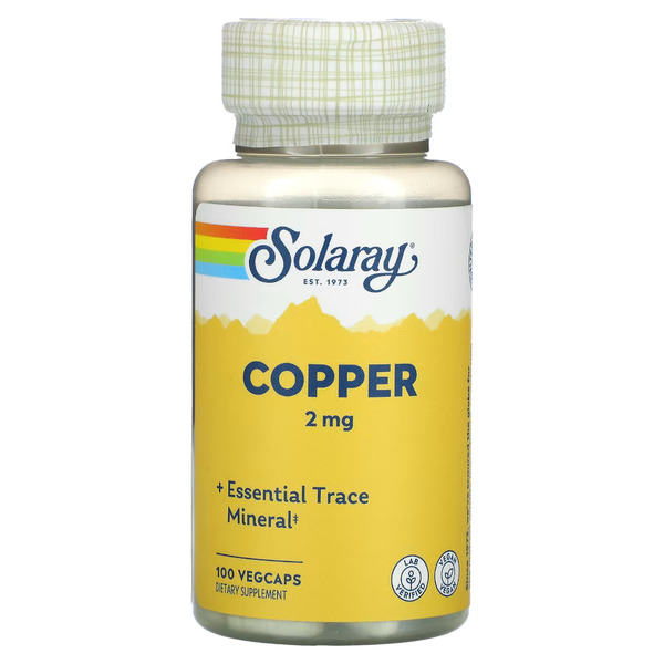 Вітаміни та мінерали Solaray Copper 2 mg, 100 капсул