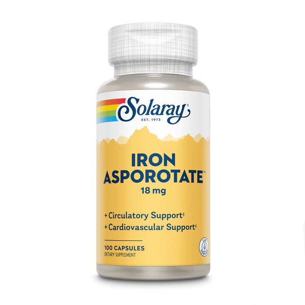 Вітаміни та мінерали Solaray Iron Asporotate, 100 капсул