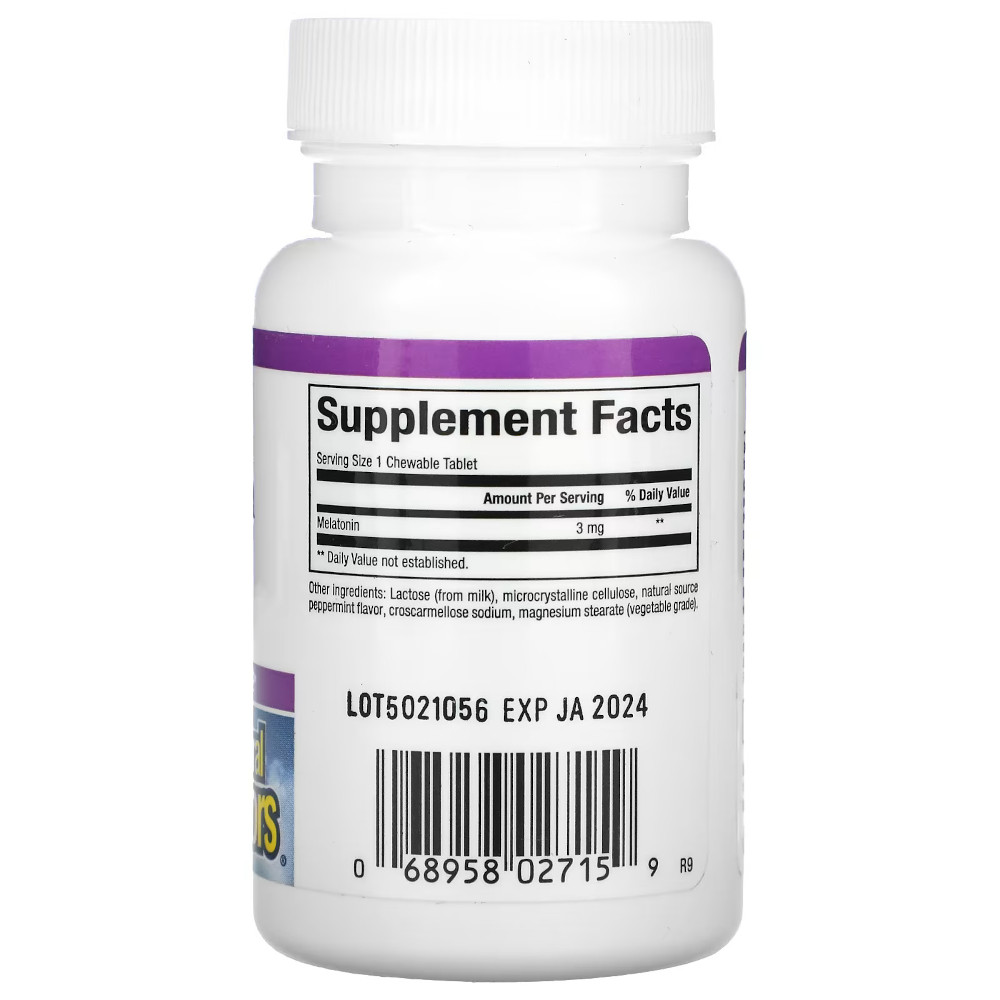 Натуральна добавка Natural Factors Melatonin 3 mg, 90 жувальних таблеток. Фото 2