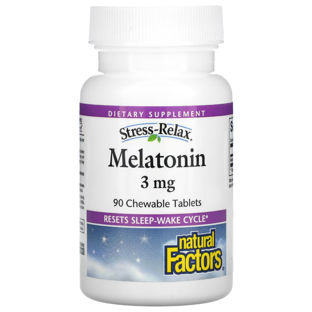 Натуральна добавка Natural Factors Melatonin 3 mg, 90 жувальних таблеток