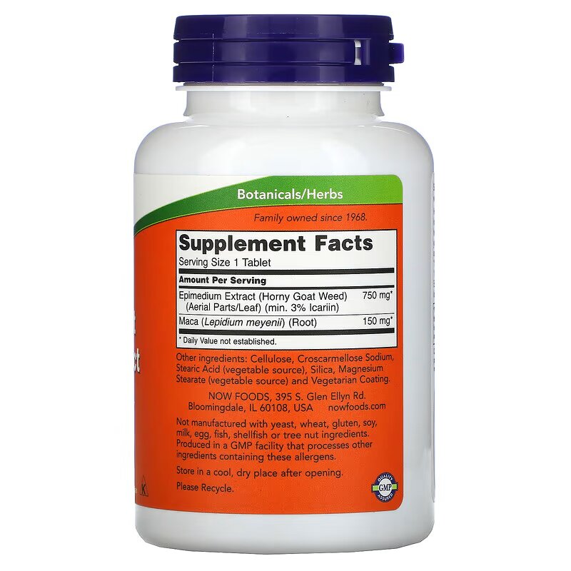 Натуральная добавка NOW Horny Goat Weed 750 mg, 90 таблеток. Фото 2