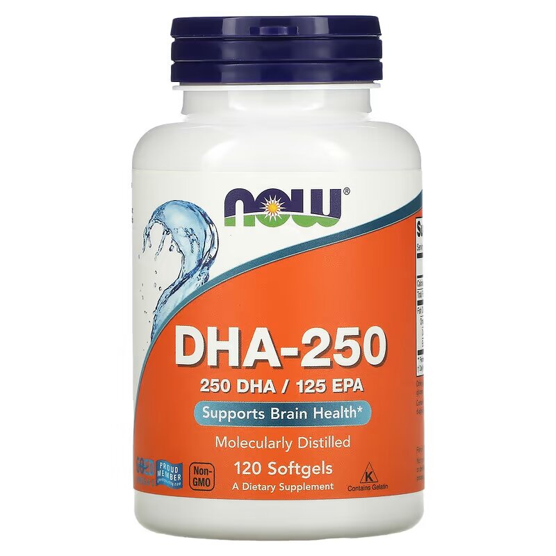 Жирні кислоти NOW DHA 250 mg, 120 капсул