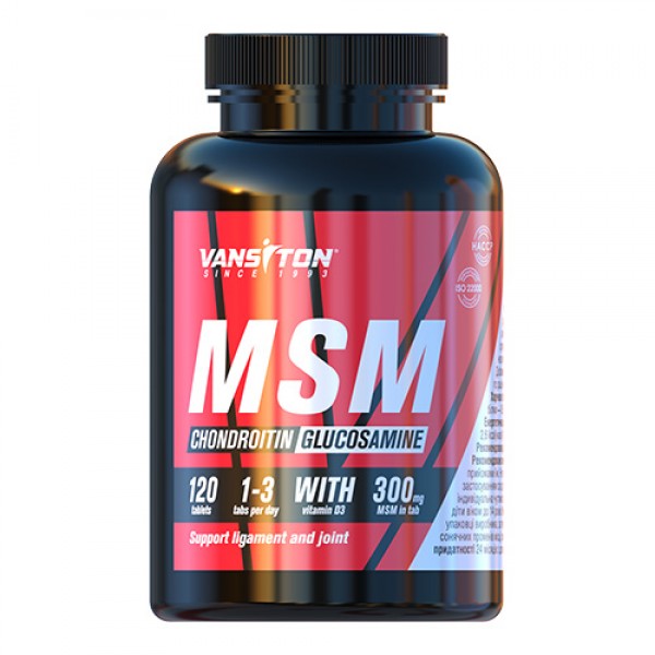 Препарат для суглобів і зв'язок Vansiton MSM Chondroitin Glucosamine, 120 таблеток