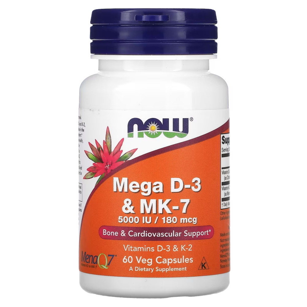 Витамины и минералы NOW Mega D3 & MK-7, 60 вегакапсул