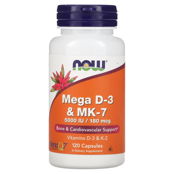 Витамины и минералы NOW Mega D3 & MK-7, 120 вегакапсул