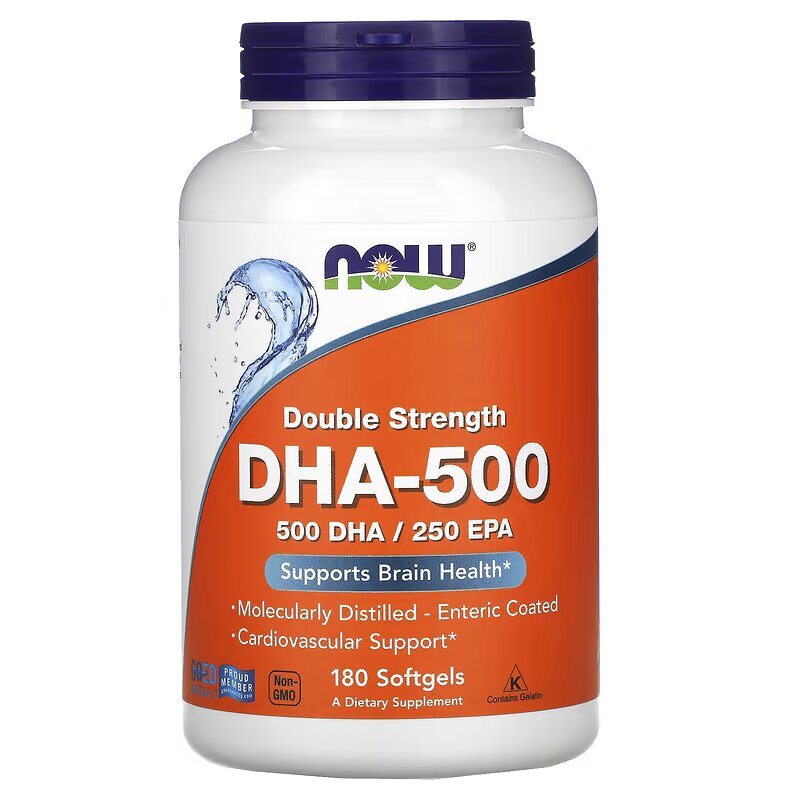 Жирні кислоти NOW DHA 500 mg, 180 капсул