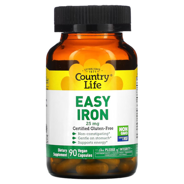 Витамины и минералы Country Life Easy Iron, 90 вегакапсул