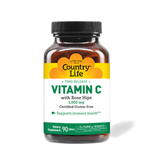 Вітаміни та мінерали Country Life Vitamin C with Rose Hips 1000 mg Time Release, 90 таблеток