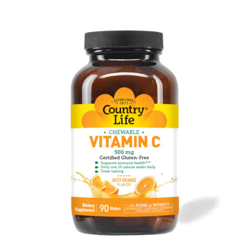 Вітаміни та мінерали Country Life Vitamin C 500 mg, 90 жувальних таблеток