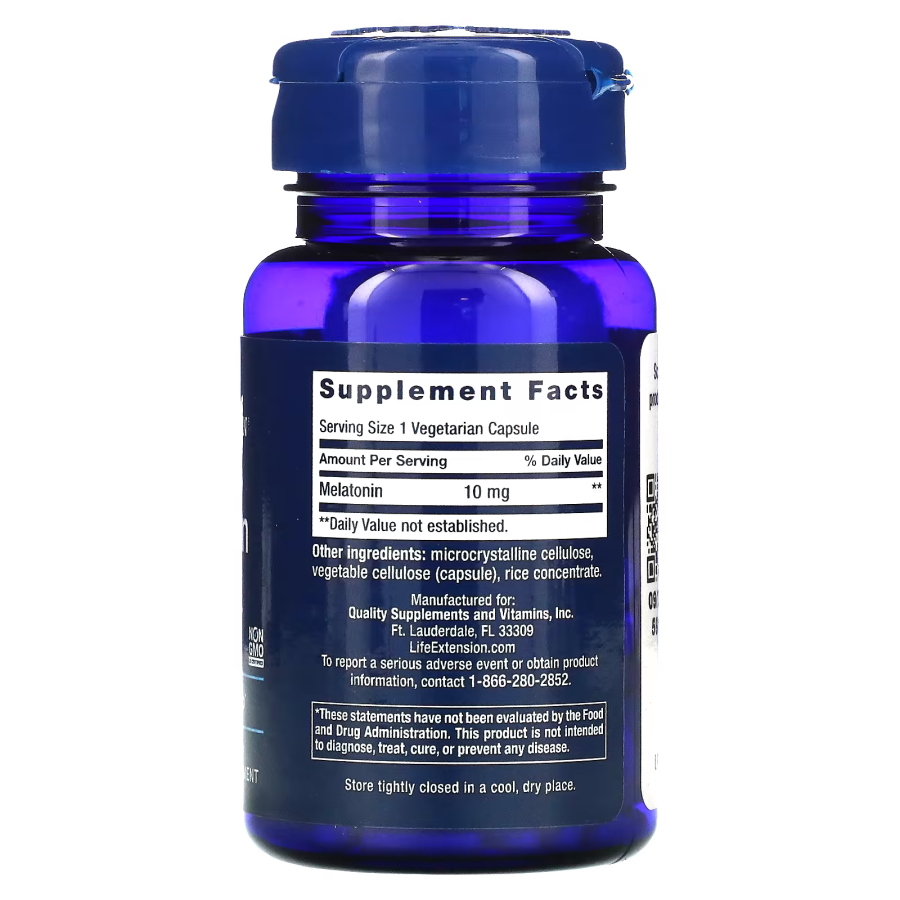 Натуральна добавка Life Extension Melatonin 10 mg, 60 вегакапсул. Фото 2
